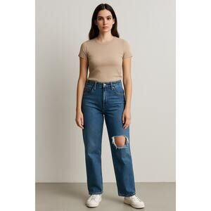 Levi's SZ 29 Premium Denim Ribcage Straight Ankle Distressed  S40197